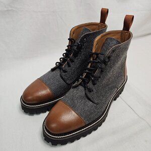 TAFT Jill Grey Wool Brown Leather Chukka Work Boots Women's Size 36 EU - 6 US